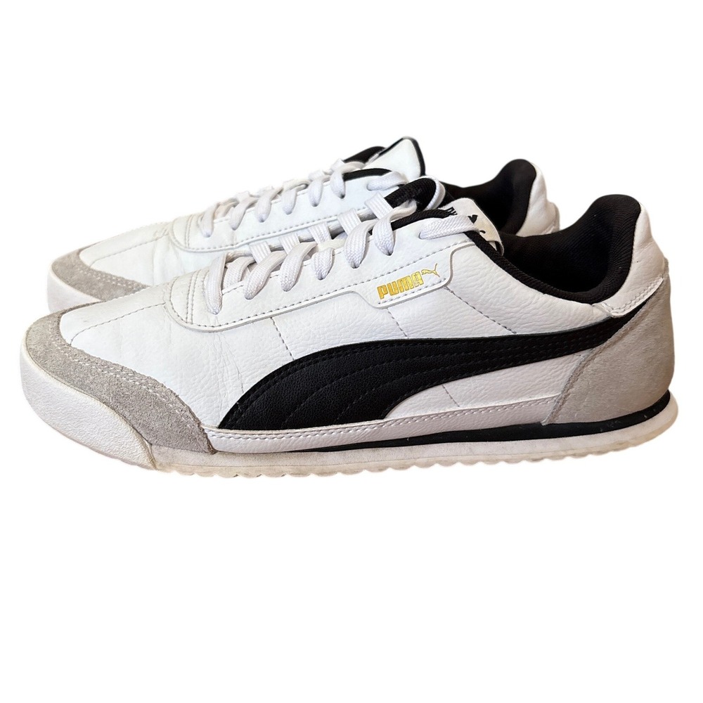 Puma Bella V Sneakers Women White Black Gold Retro Sporty SIZE 8.5